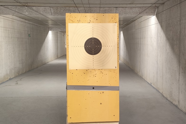 Target set up on the shooting range