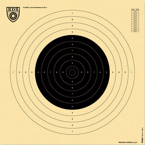 BDS 100 metre rifle target for match and free rifles
