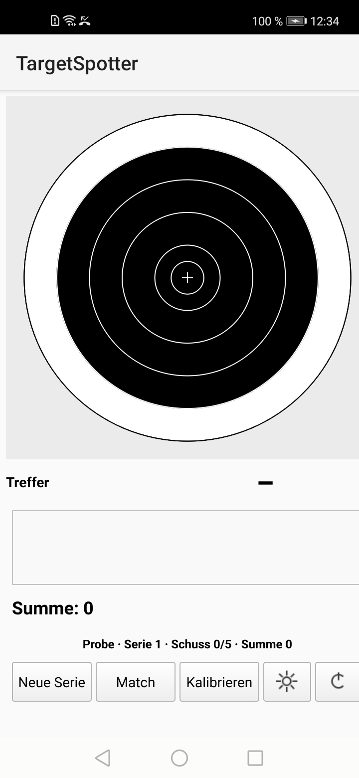 Main screen with virtual target