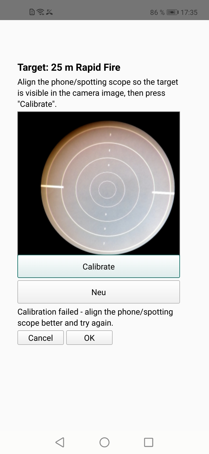 Calibration for 25 m duel / rapid fire